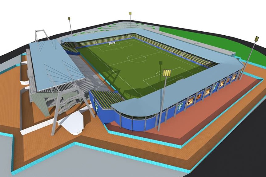 un'immagine grafica del nuovo stadio di Frosinone